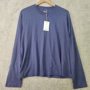 Quince Cotton Modal Relaxed Long Sleeve Tee XL Storm Blue NWT Soft Minimal